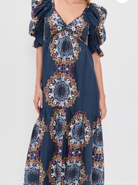 Cleobella Navy Floral Medallion Midi Dress